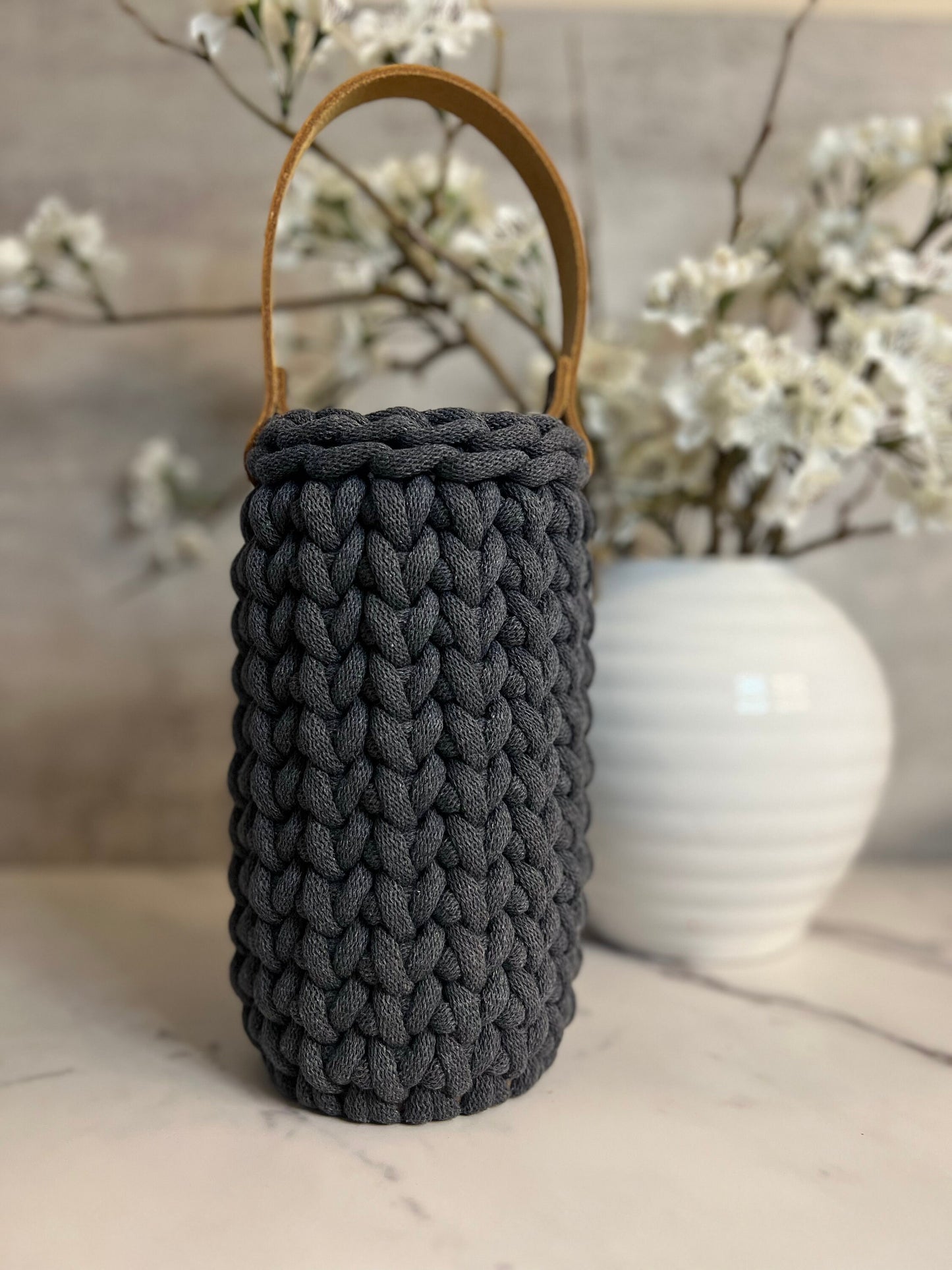 Handmade crochet wine carrier, Made to order, chunky crochet, wine bottle holder - BasketsandBlanketsNJ