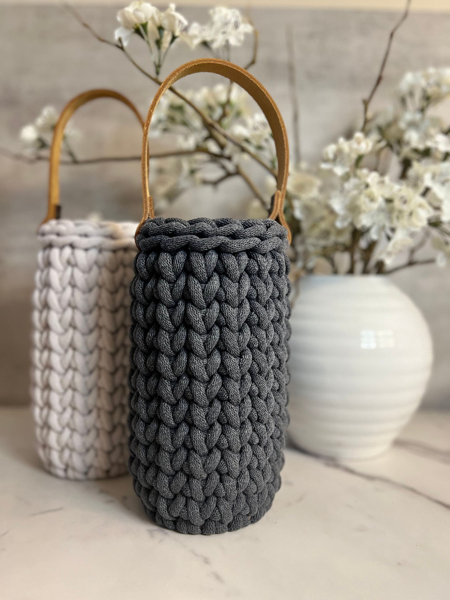 Handmade crochet wine carrier, Made to order, chunky crochet, wine bottle holder - BasketsandBlanketsNJ