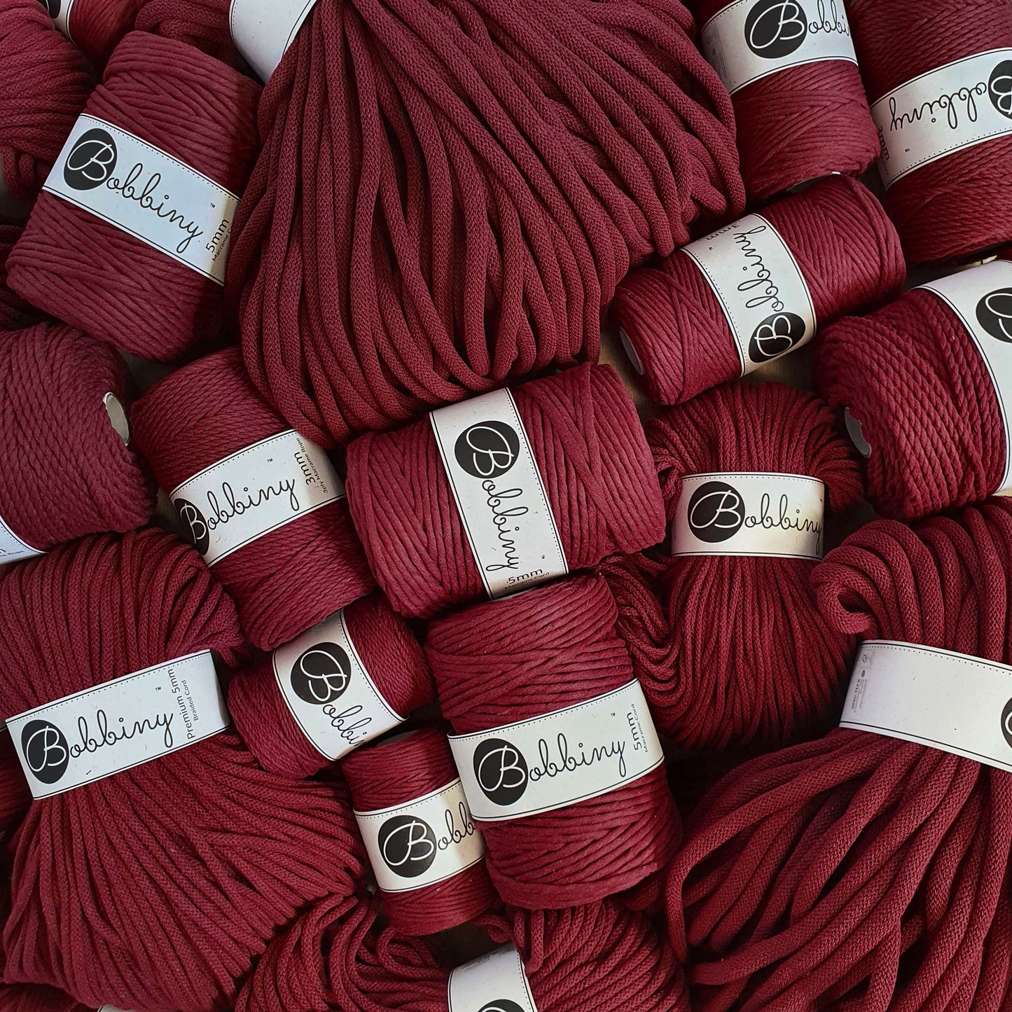 Bobbiny "Wine Red" Single Twist Macrame Cord, 9mm, 5mm, 3mm, 1.5mm - BasketsandBlanketsNJ