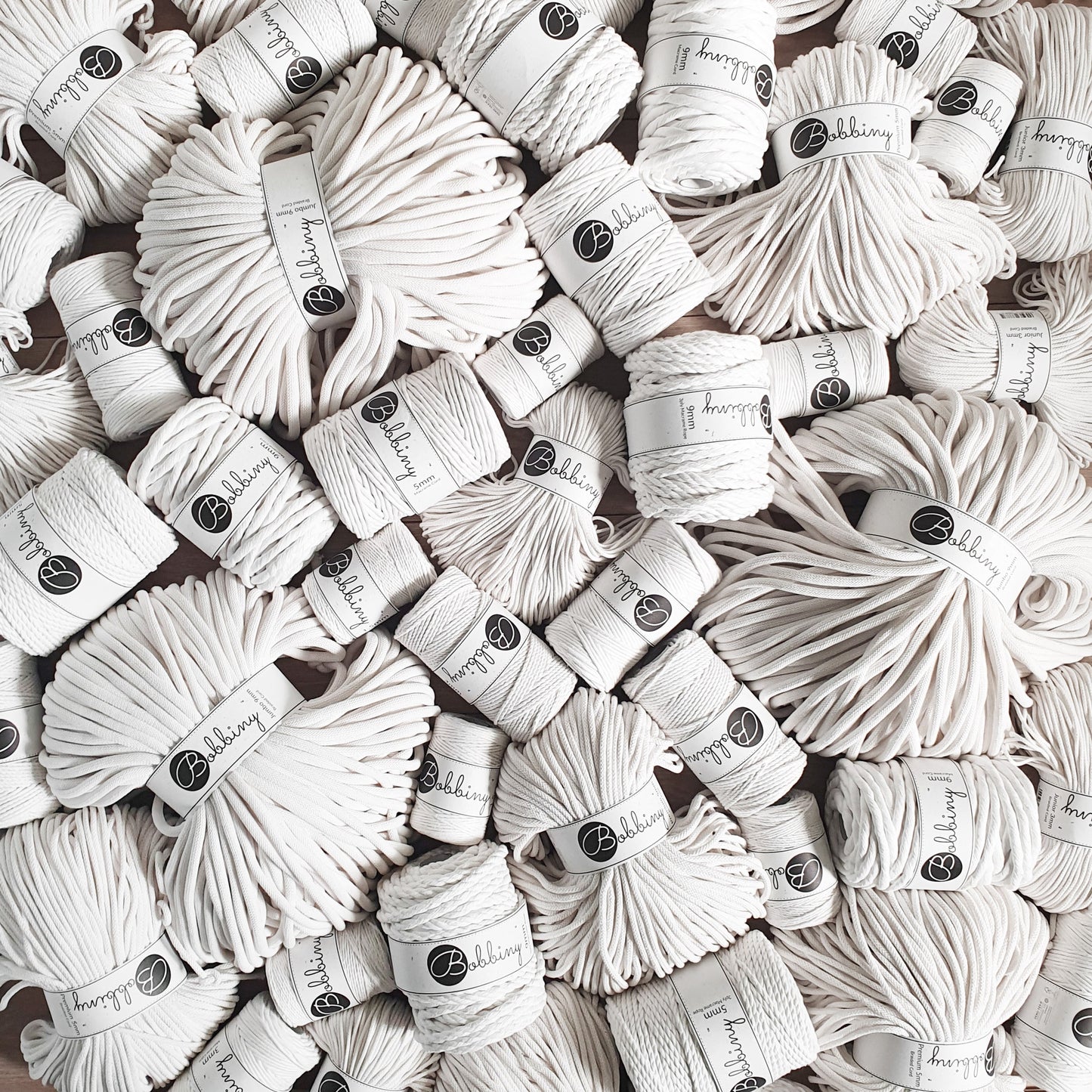 Bobbiny "Off-White" Single Twist Macrame Cord, 9mm, 5mm, 3mm, 1.5mm - BasketsandBlanketsNJ