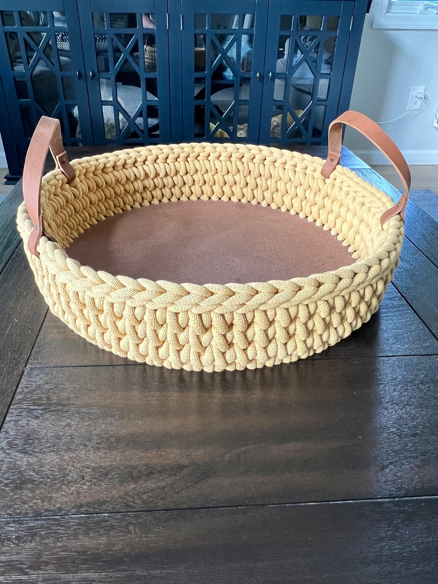 Handmade coffee table tray, chunky crochet tray, crochet coffee table tray - BasketsandBlanketsNJ