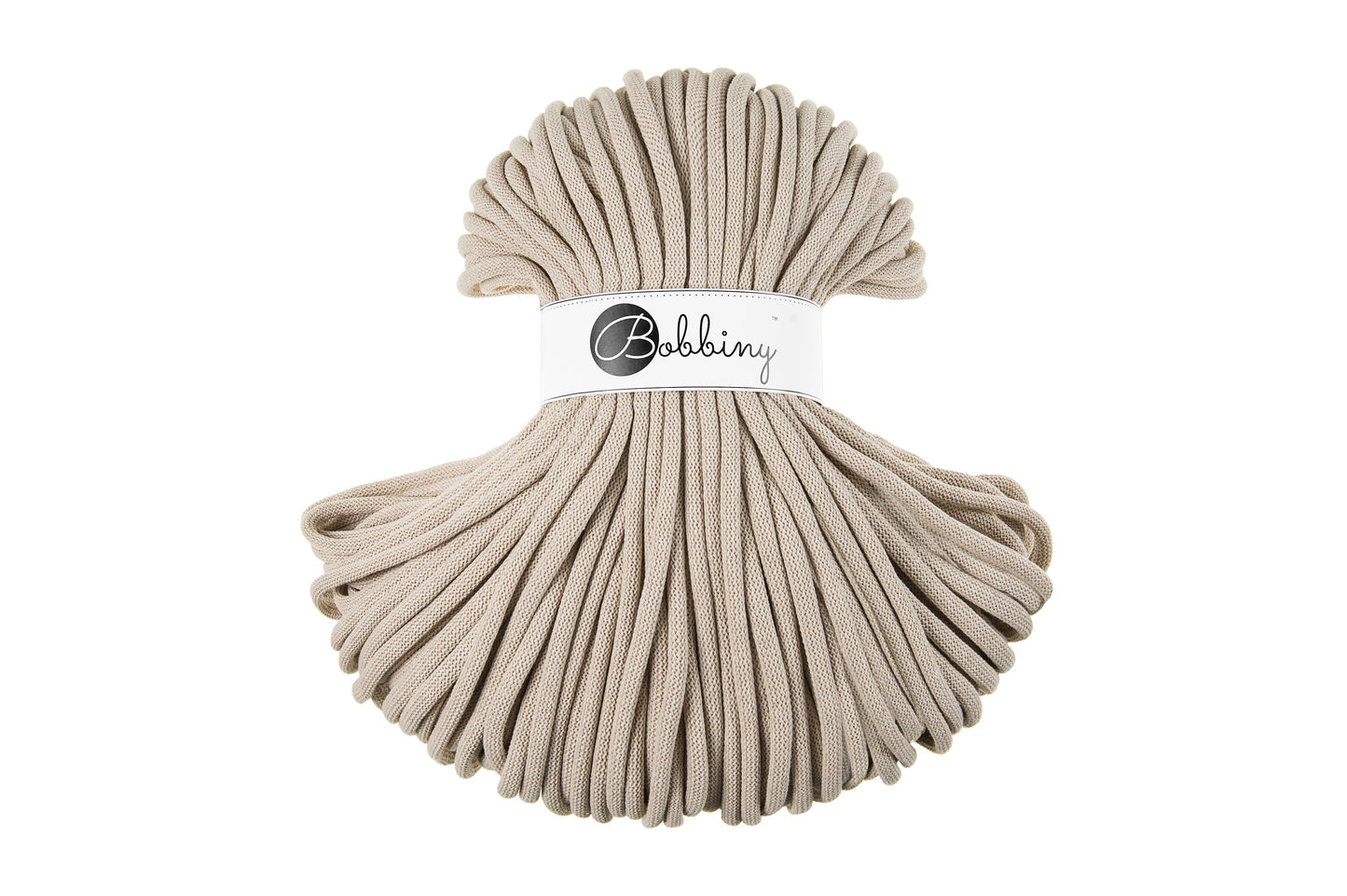 Bobbiny Braided Cord, "Beige" 3mm, 5mm, 9mm (108 yards/100m) - BasketsandBlanketsNJ