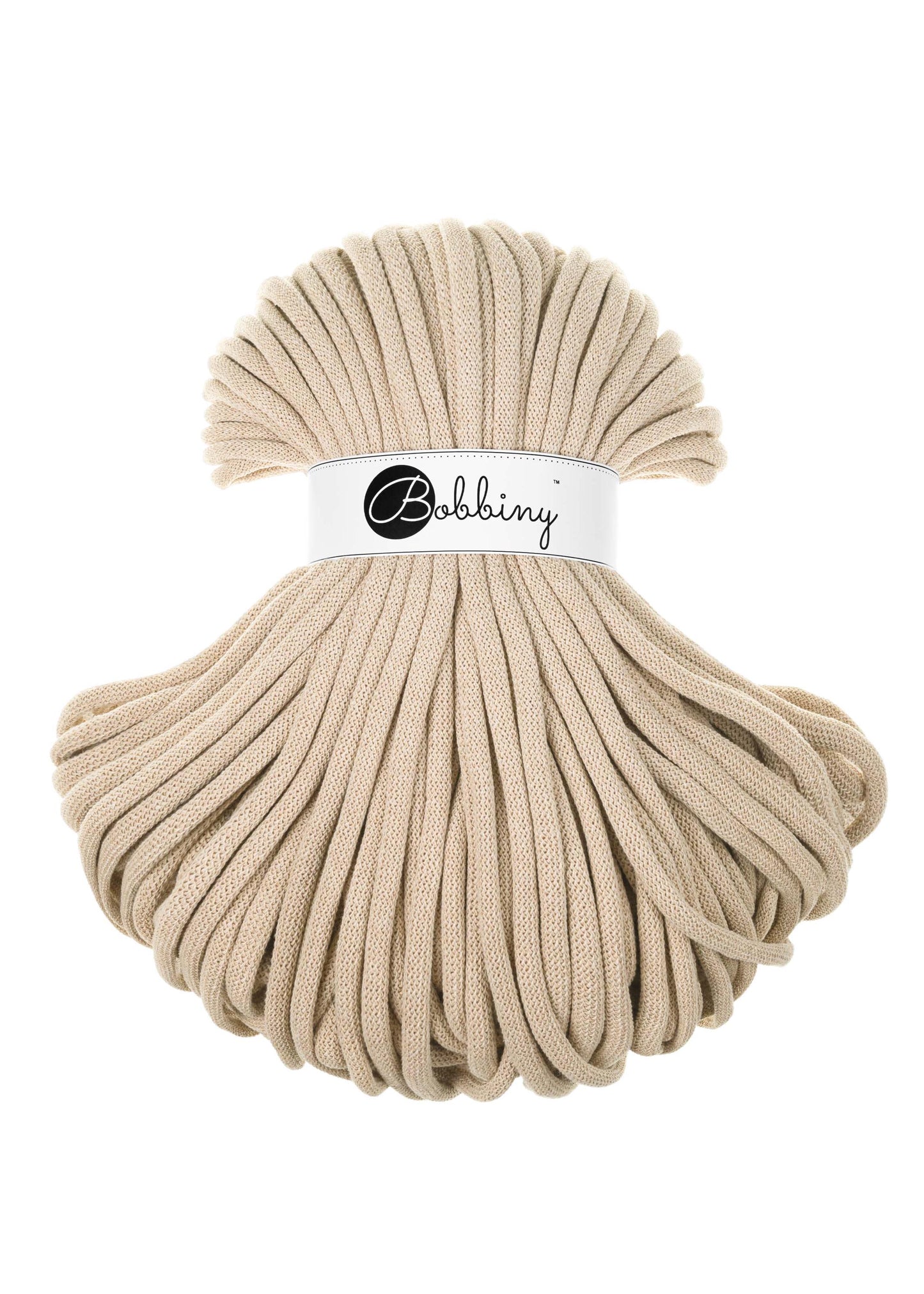 Bobbiny Braided Cord, "Warm Beige" 3mm, 5mm, 9mm (108 yards/100m) - BasketsandBlanketsNJ