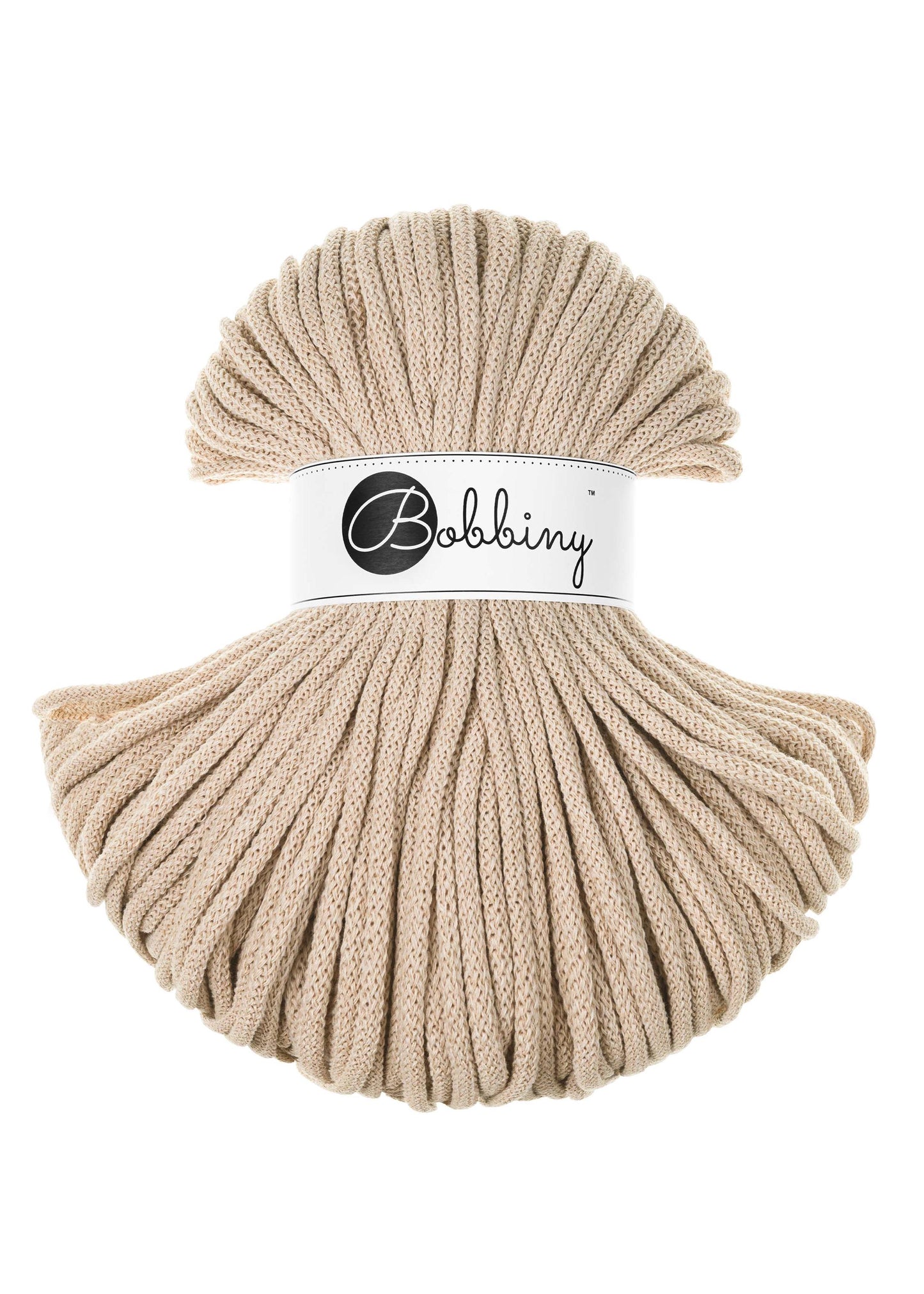 Bobbiny Braided Cord, "Warm Beige" 3mm, 5mm, 9mm (108 yards/100m) - BasketsandBlanketsNJ