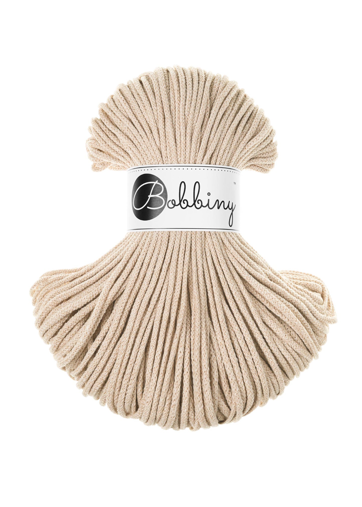 Bobbiny Braided Cord, "Warm Beige" 3mm, 5mm, 9mm (108 yards/100m) - BasketsandBlanketsNJ