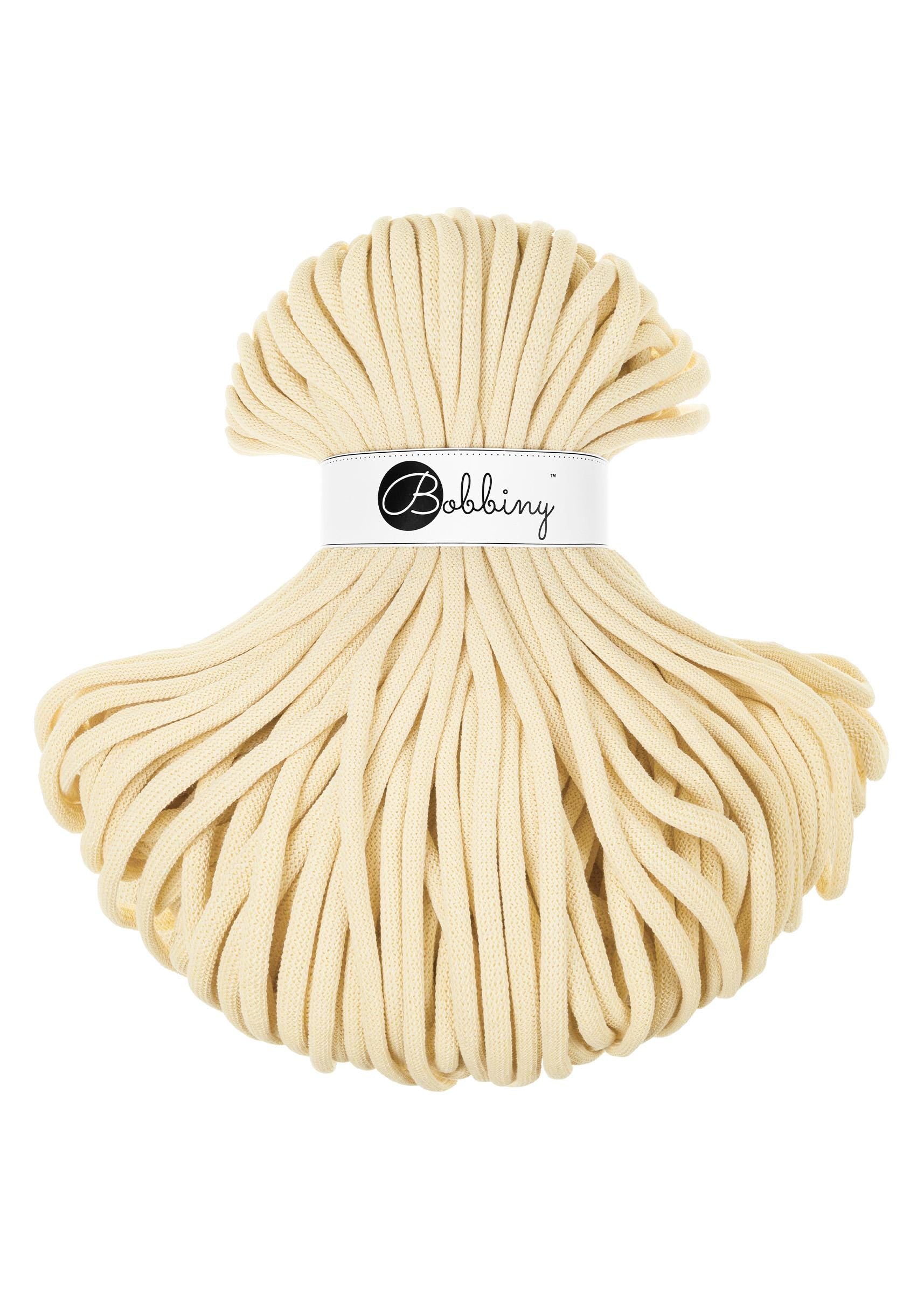 Bobbiny Braided Cord, "Butter Yellow" 3mm, 5mm, 9mm (108 yards/100m) - BasketsandBlanketsNJ