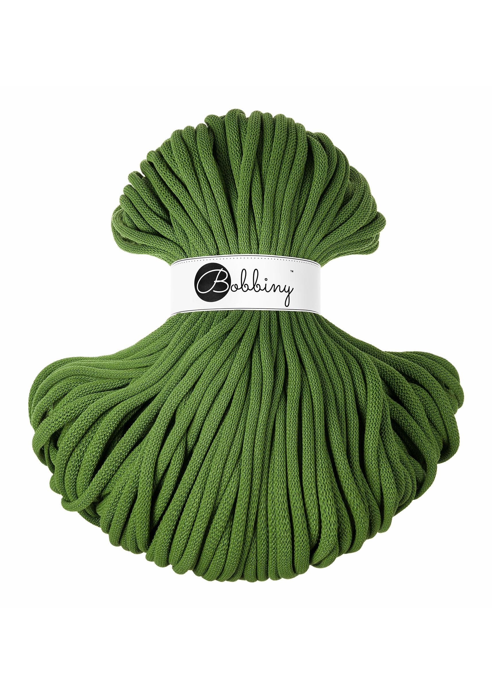 Bobbiny Braided Cord, "Moss Green" 3mm, 5mm, 9mm (108 yards/100m) - BasketsandBlanketsNJ