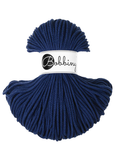 Bobbiny Braided Cord, "Ink Blue" 3mm, 5mm, 9mm (108 yards/100m) - BasketsandBlanketsNJ