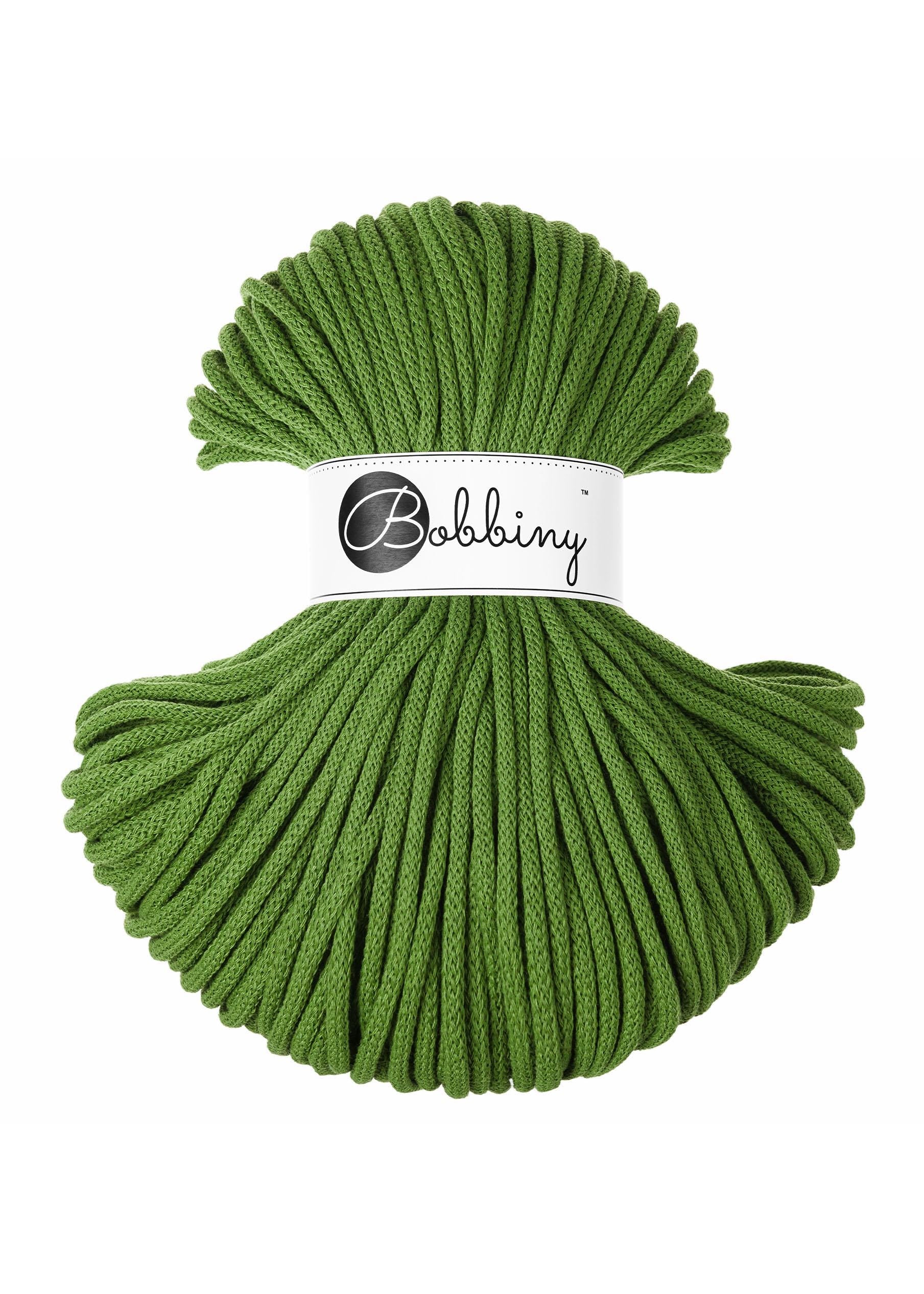 Bobbiny Braided Cord, "Moss Green" 3mm, 5mm, 9mm (108 yards/100m) - BasketsandBlanketsNJ