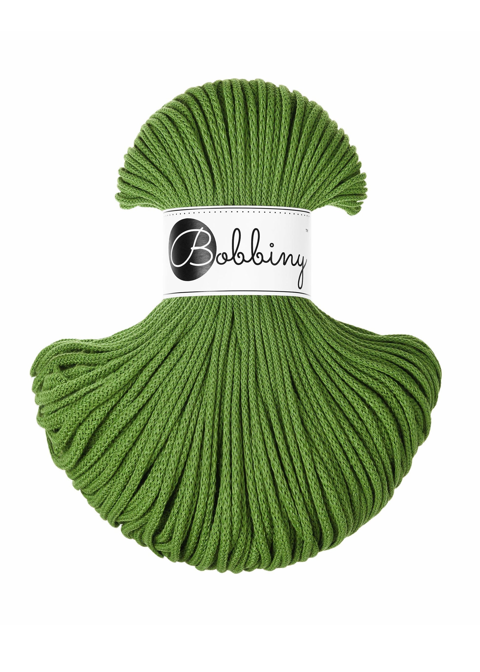 Bobbiny Braided Cord, "Moss Green" 3mm, 5mm, 9mm (108 yards/100m) - BasketsandBlanketsNJ
