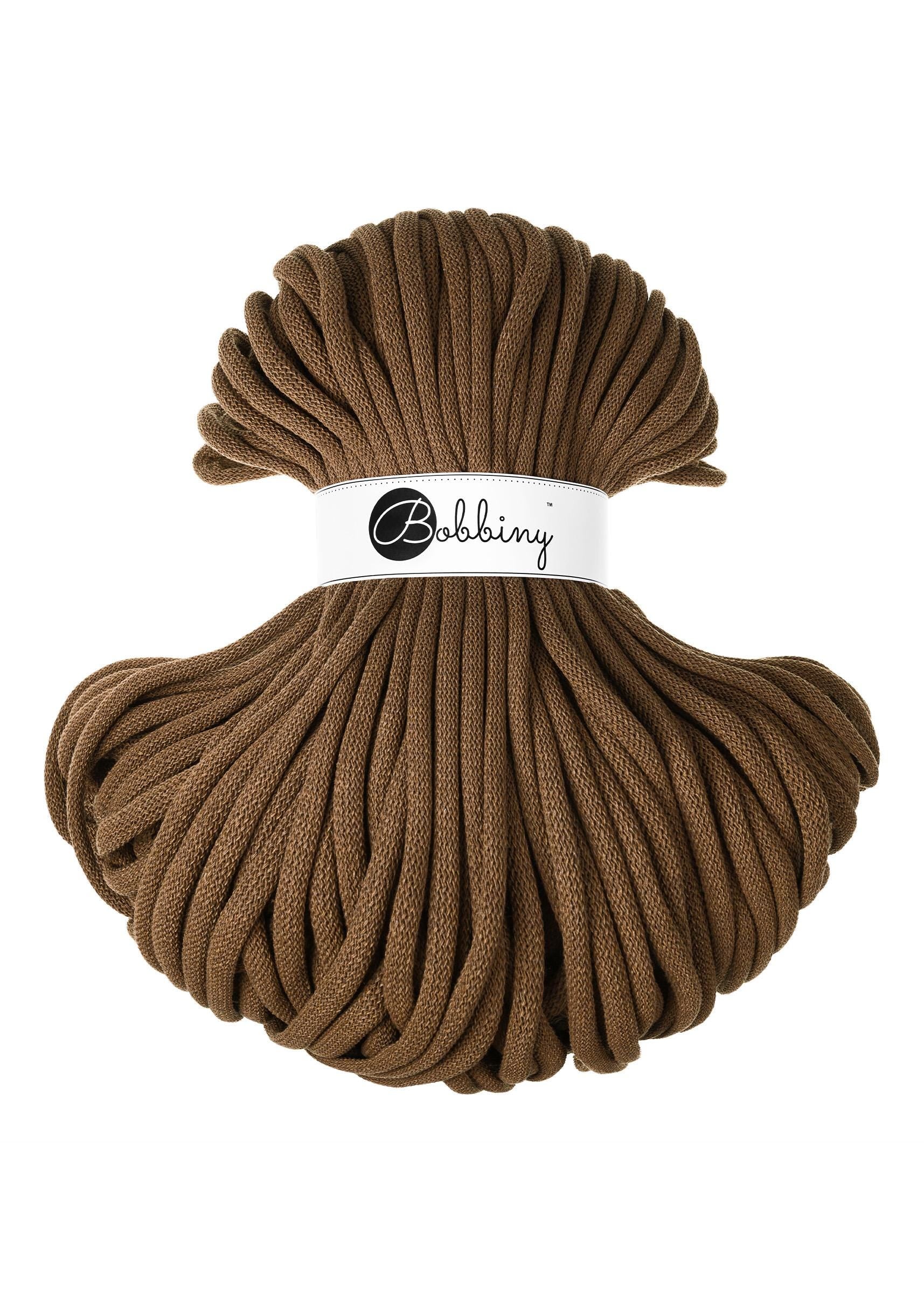 Bobbiny Braided Cord, "Nut Brown" 3mm, 5mm, 9mm (108 yards/100m) - BasketsandBlanketsNJ
