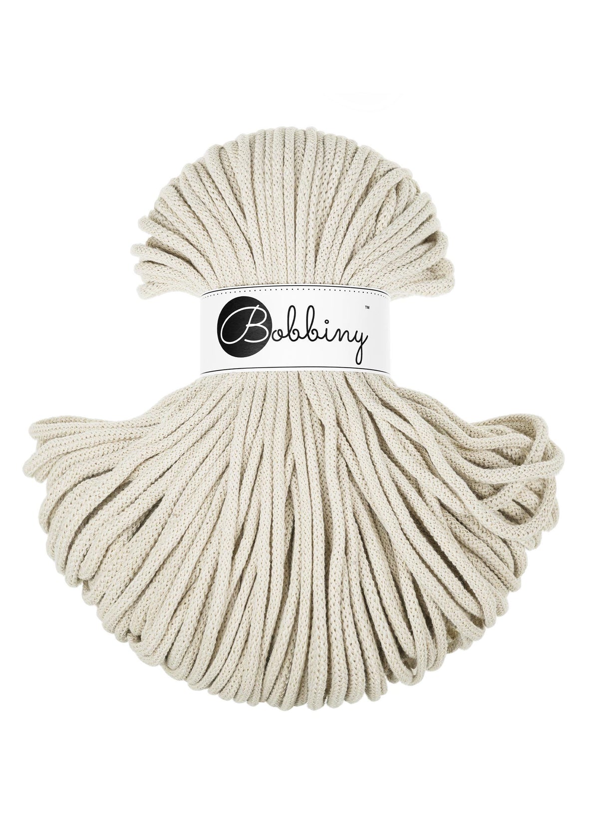 Bobbiny Braided Cord, "Cashmere Beige" 3mm, 5mm, 9mm (108 yards/100m) - BasketsandBlanketsNJ