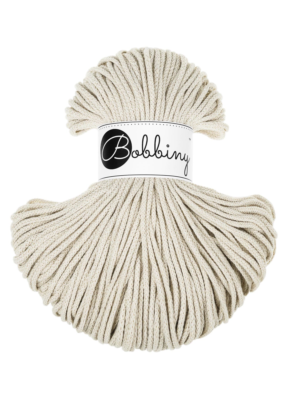 Bobbiny Braided Cord, "Cashmere Beige" 3mm, 5mm, 9mm (108 yards/100m) - BasketsandBlanketsNJ