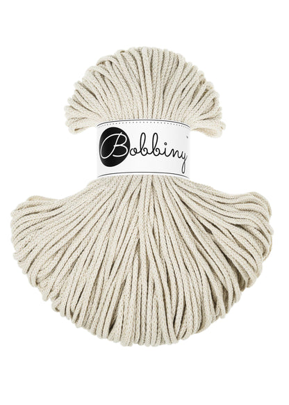 Bobbiny Braided Cord, "Cashmere Beige" 3mm, 5mm, 9mm (108 yards/100m) - BasketsandBlanketsNJ