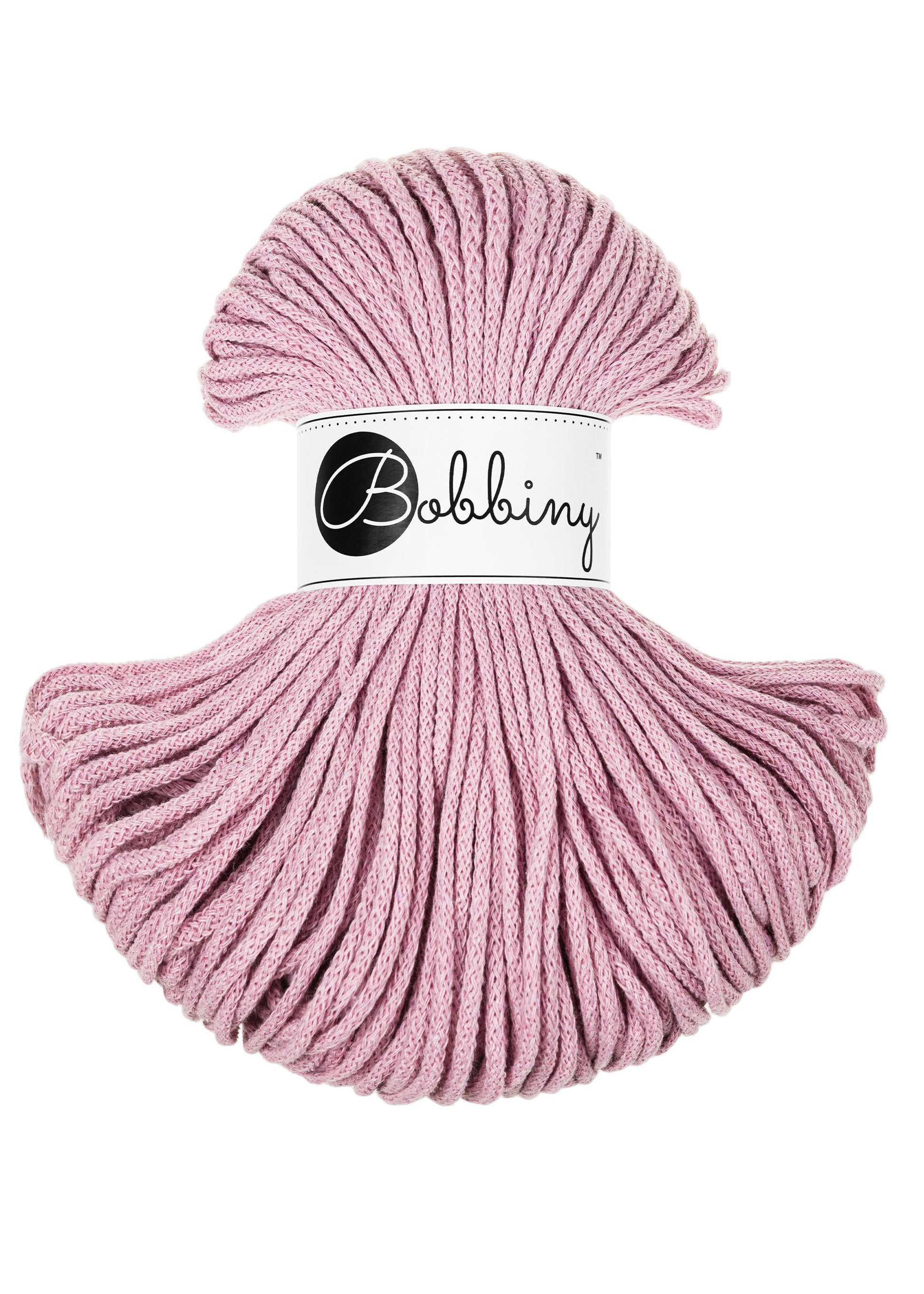 Bobbiny Braided Cord, "Dusty Rose" 3mm, 5mm, 9mm (108 yards/100m) - BasketsandBlanketsNJ