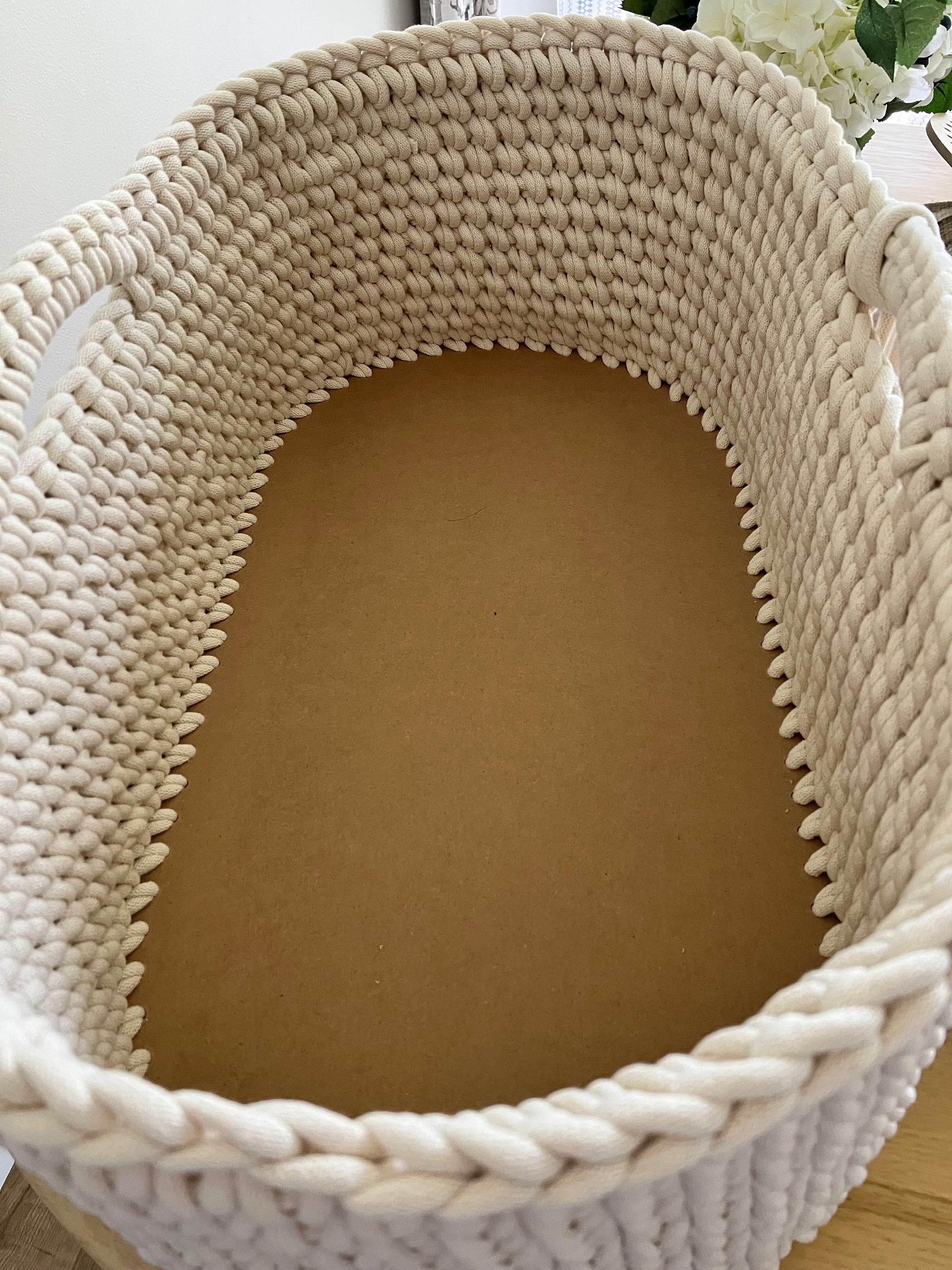 Crochet Basket Bottom, Moses Basket Base, Wooden Basket Base, Bottom for Moses Basket - BasketsandBlanketsNJ