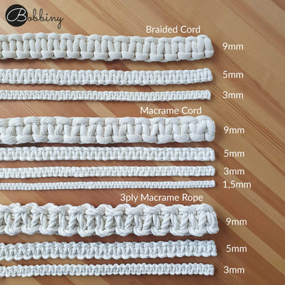 Bobbiny "Natural" Single Twist Macrame Cord, 9mm, 5mm, 3mm, 1.5mm - BasketsandBlanketsNJ