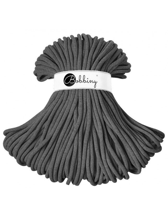 Bobbiny Braided Cord, "Charcoal" 3mm, 5mm, 9mm (108 yards/100m) - BasketsandBlanketsNJ