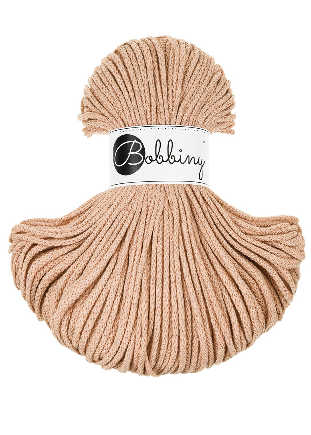 Bobbiny Braided Cord, "Biscuit" 3mm, 5mm, 9mm (108 yards/100m) - BasketsandBlanketsNJ