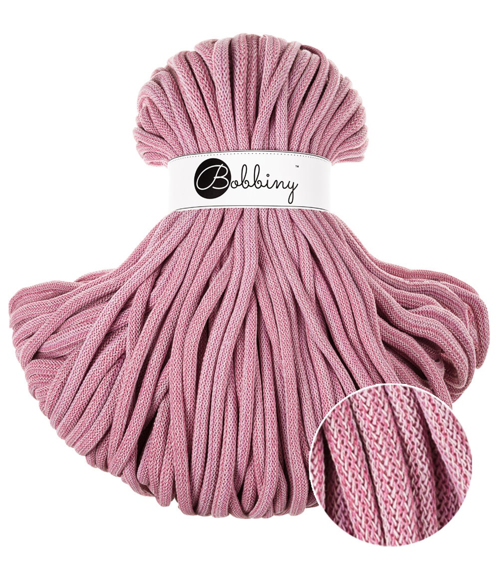 Bobbiny Braided Cord, "Raspberry Shake" 3mm, 5mm, 9mm (108 yards/100m) - BasketsandBlanketsNJ