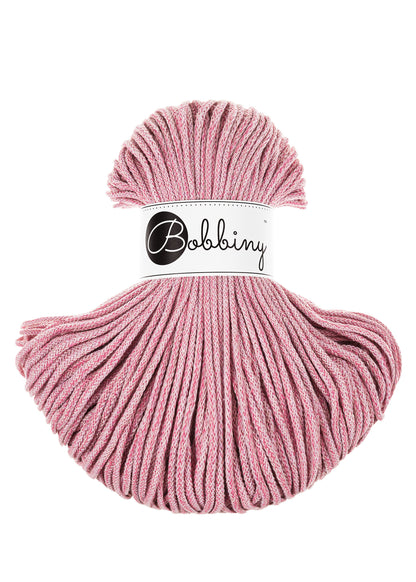 Bobbiny Braided Cord, "Raspberry Shake" 3mm, 5mm, 9mm (108 yards/100m) - BasketsandBlanketsNJ