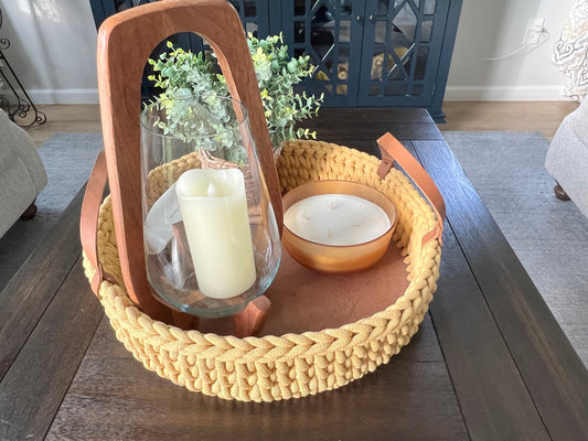 Handmade coffee table tray, chunky crochet tray, crochet coffee table tray - BasketsandBlanketsNJ