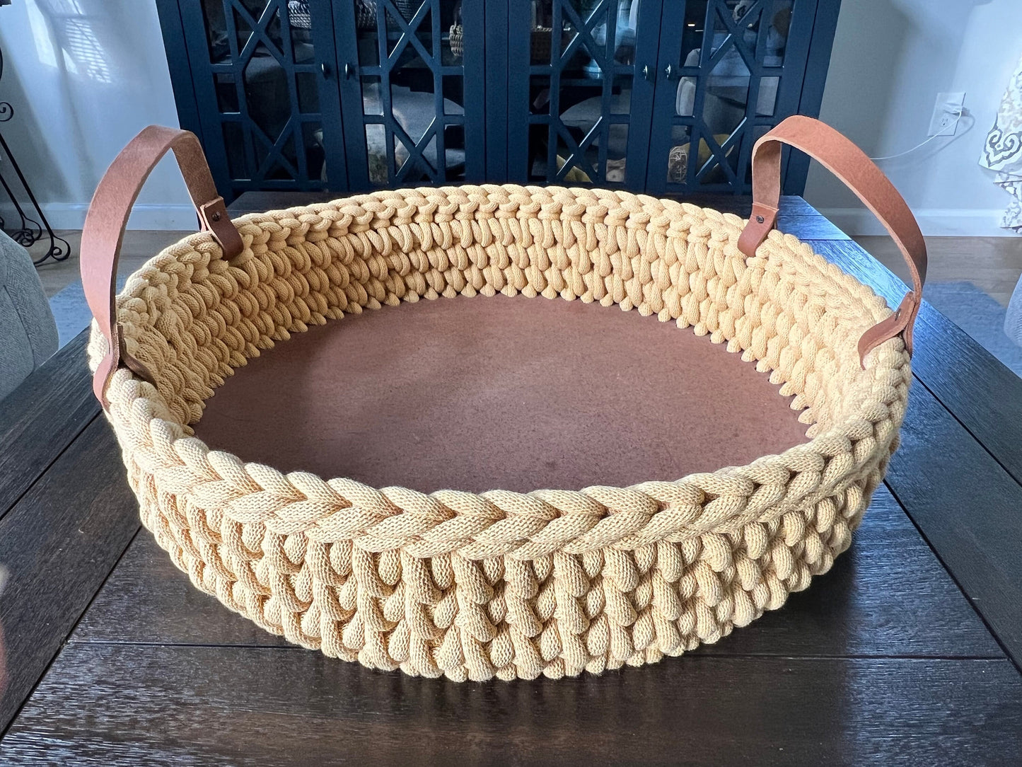 Handmade coffee table tray, chunky crochet tray, crochet coffee table tray - BasketsandBlanketsNJ